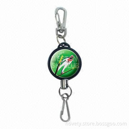 Badge Reel/Holder, Made of Plastic/ABS with Metal Hook and Keychain, Sized 32mm